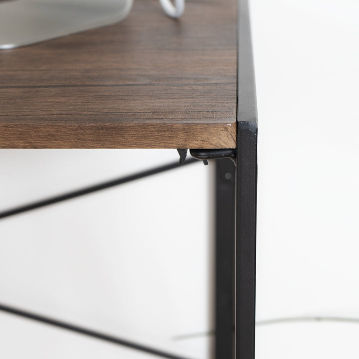 Minimalist foldable desk in black and wood industrial style HARPER BLACK HM