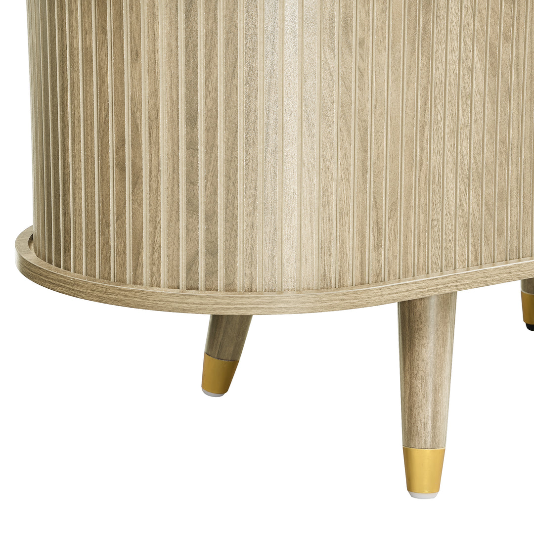 Light oak textured TV stand with 2 sliding doors and 2 drawers NANOFIB