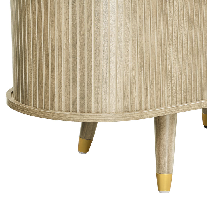 Light oak textured TV stand with 2 sliding doors and 2 drawers NANOFIB