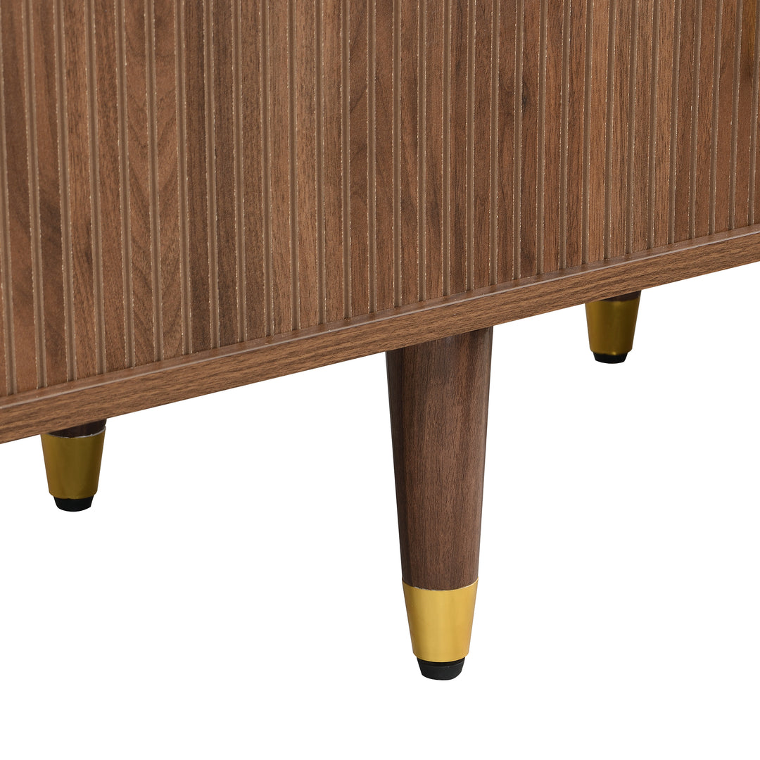 Dark oak textured TV stand with 2 sliding doors and 2 drawers STRUCTUR