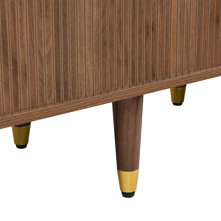 Dark oak textured TV stand with 2 sliding doors and 2 drawers STRUCTUR