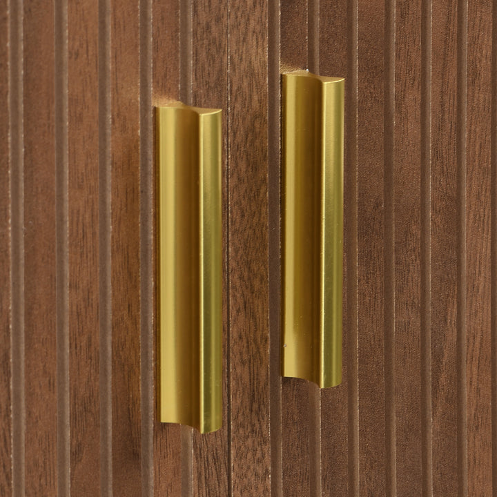 Dark oak textured TV stand with 2 sliding doors and 2 drawers STRUCTUR