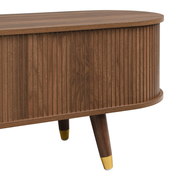 Dark oak textured TV stand with 2 sliding doors and 2 drawers STRUCTUR