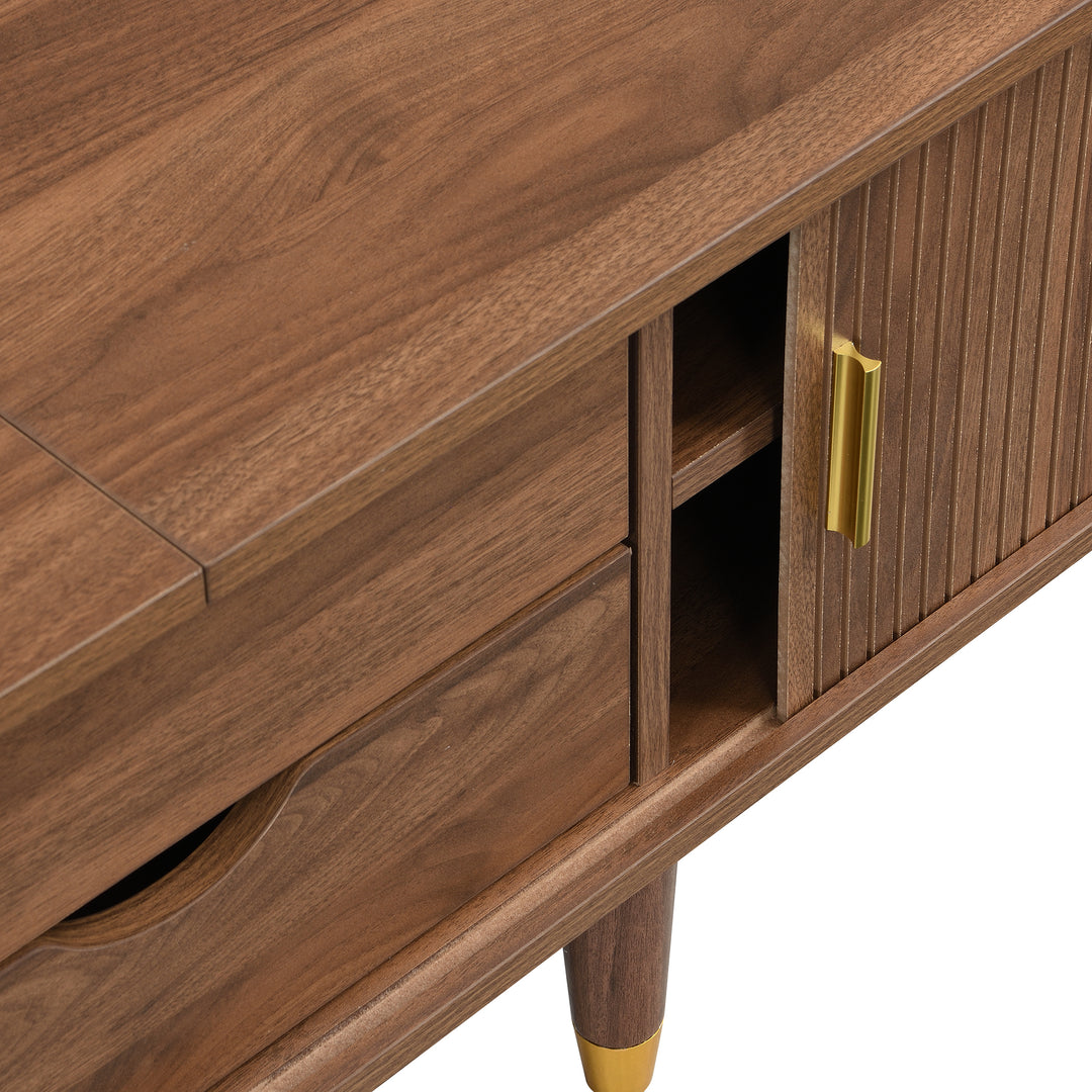 Dark oak textured TV stand with 2 sliding doors and 2 drawers STRUCTUR