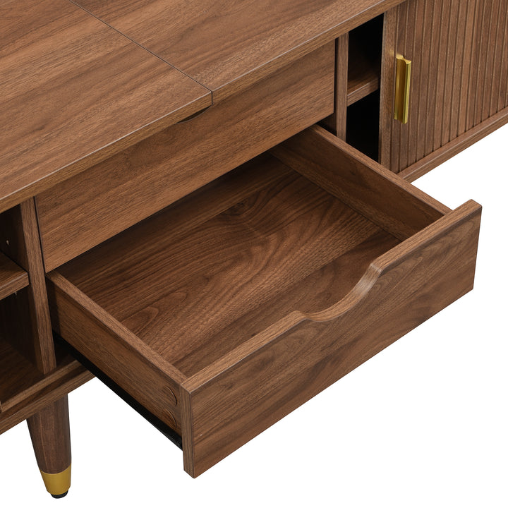 Dark oak textured TV stand with 2 sliding doors and 2 drawers STRUCTUR