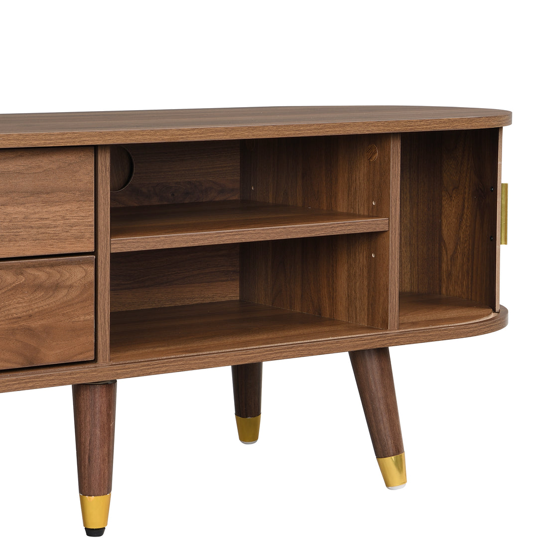 Dark oak textured TV stand with 2 sliding doors and 2 drawers STRUCTUR