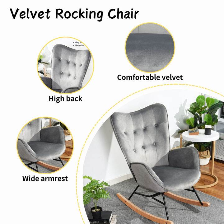 Scandinavia Dark Grey Velvet Cover Leisure Chair with Wooden Legs and Metal Frame EPPING VELVET DARK GREY