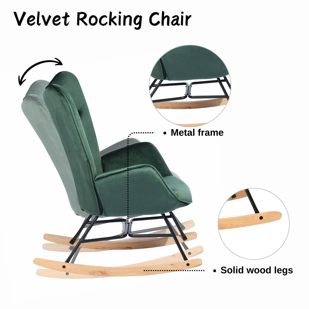 Scandinavia Dark Green Velvet Cover Leisure Chair with Wooden Legs and Metal Frame EPPING KD VELVET GREEN WOOD LEG UKFR