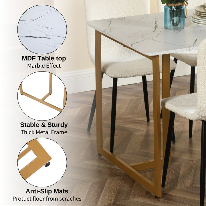 Rectangular dining table in modern marble pattern with gold metal legs SLIP MARBLE GOLD LEG 110 A