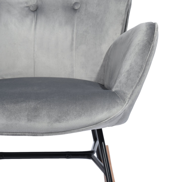 Scandinavia Dark Grey Velvet Cover Leisure Chair with Wooden Legs and Metal Frame EPPING VELVET DARK GREY