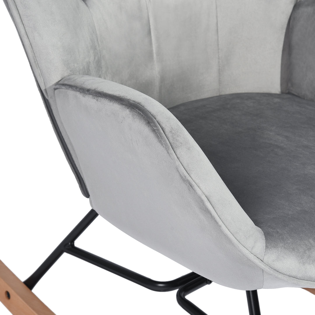 Scandinavia Dark Grey Velvet Cover Leisure Chair with Wooden Legs and Metal Frame EPPING VELVET DARK GREY