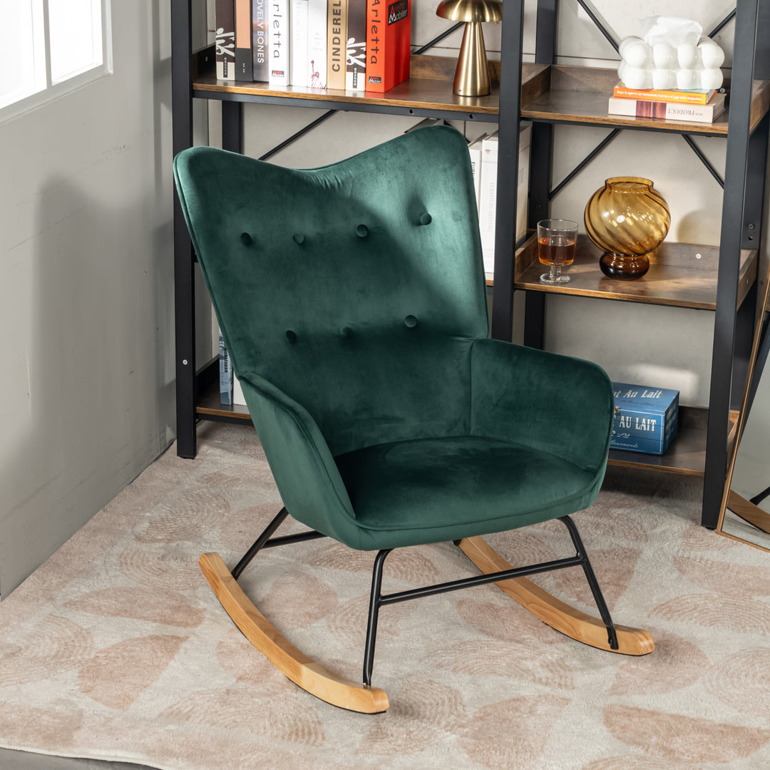 Scandinavian green velvet rocking chair EPPING SMALL VELVET GREEN