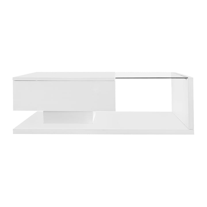 High-gloss white coffee table with LED light EELDROITH WHITE UK