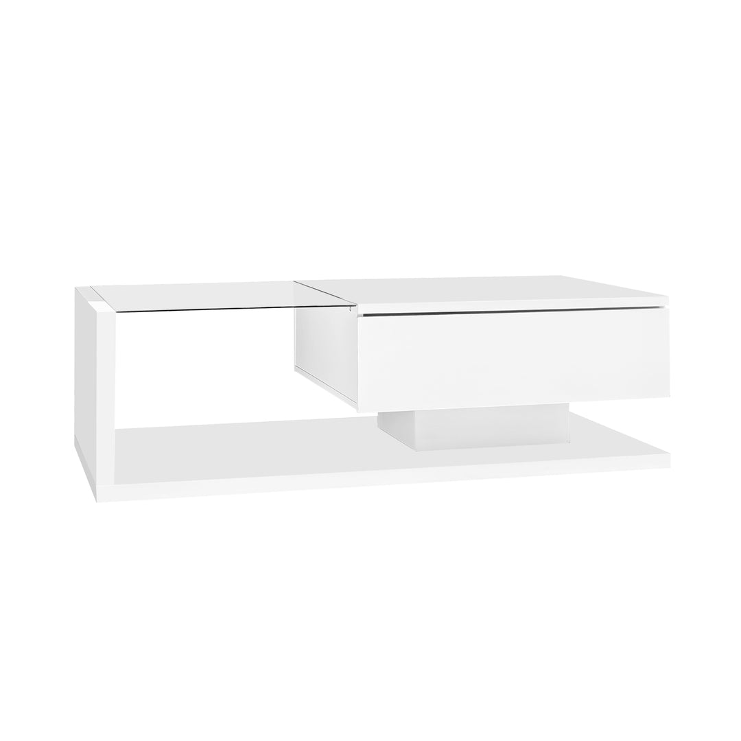 High-gloss white coffee table with LED light EELDROITH WHITE UK