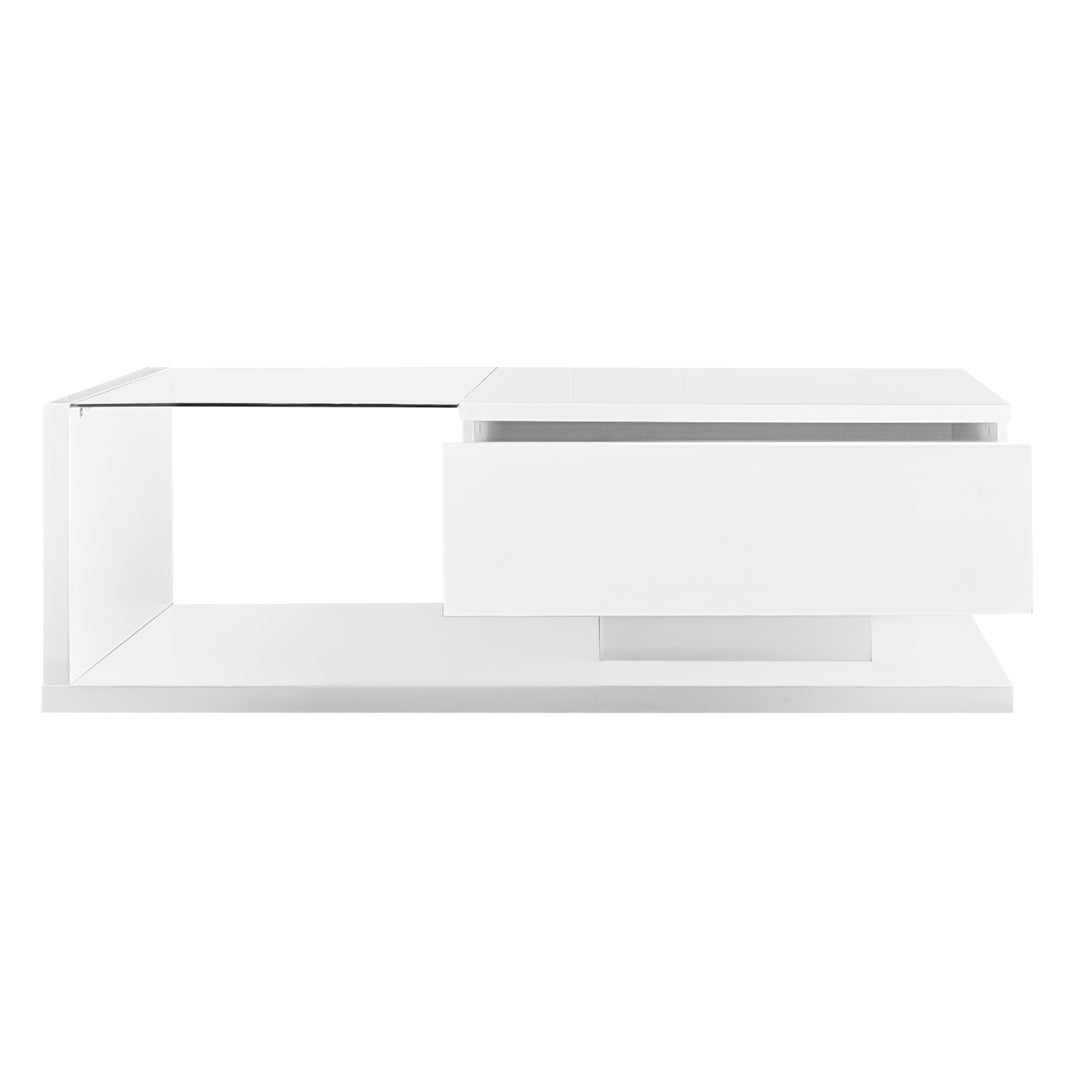 High-gloss white coffee table with LED light EELDROITH WHITE UK