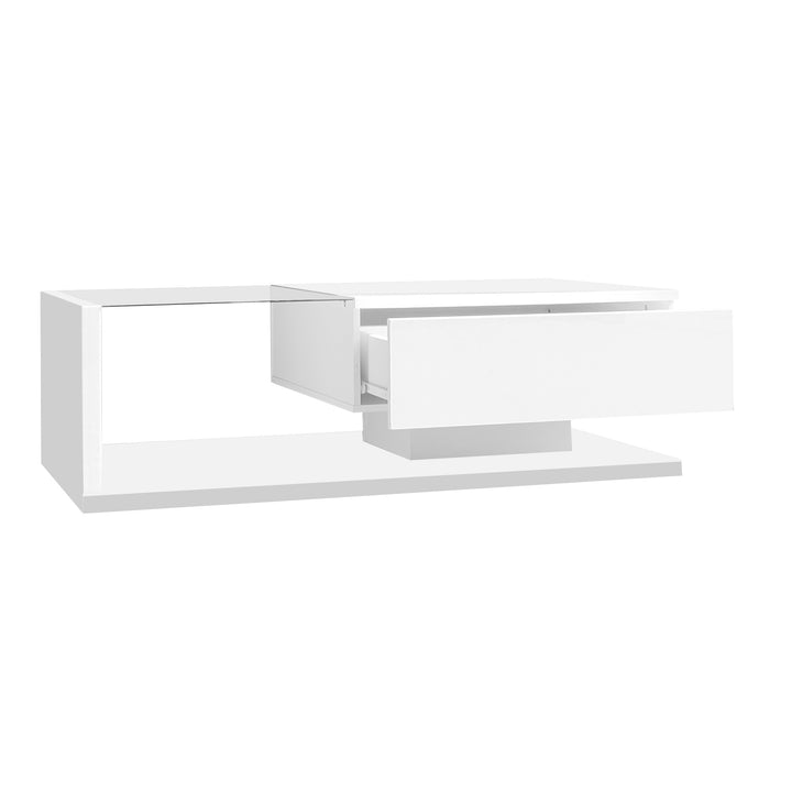 High-gloss white coffee table with LED light EELDROITH WHITE UK
