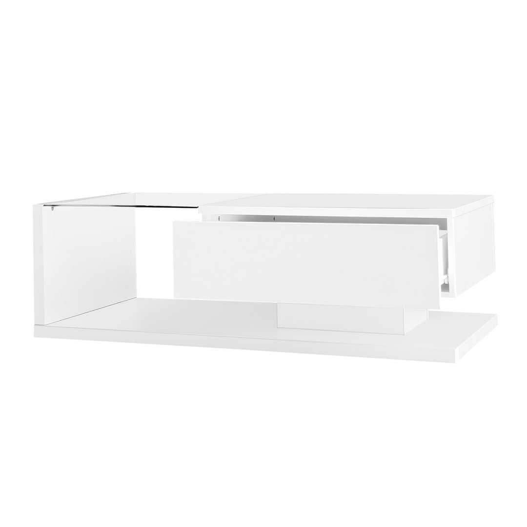 High-gloss white coffee table with LED light EELDROITH WHITE UK