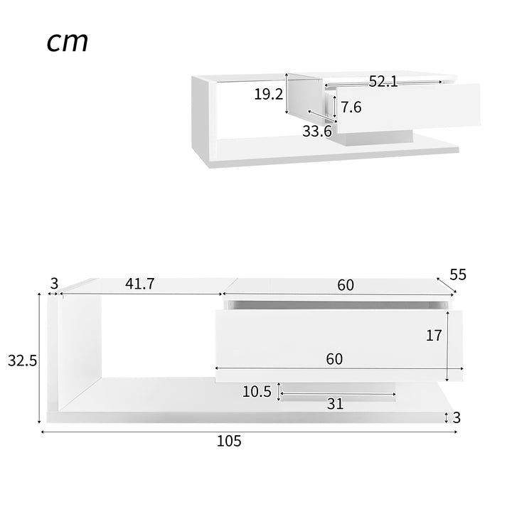 High-gloss white coffee table with LED light EELDROITH WHITE UK