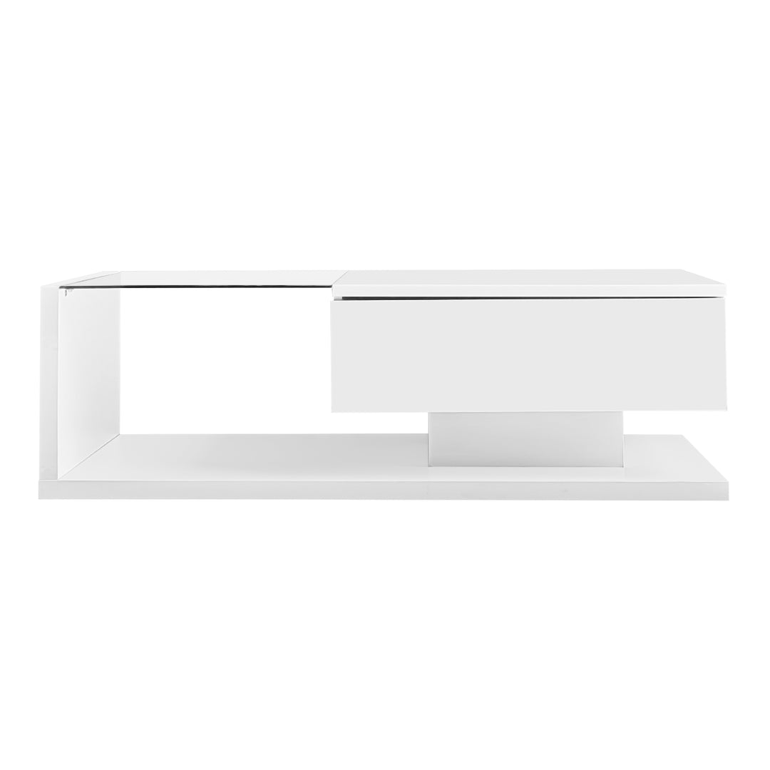 High-gloss white coffee table with LED light EELDROITH WHITE UK