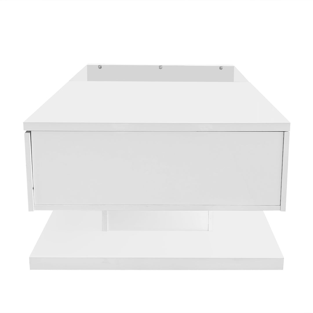 High-gloss white coffee table with LED light EELDROITH WHITE UK