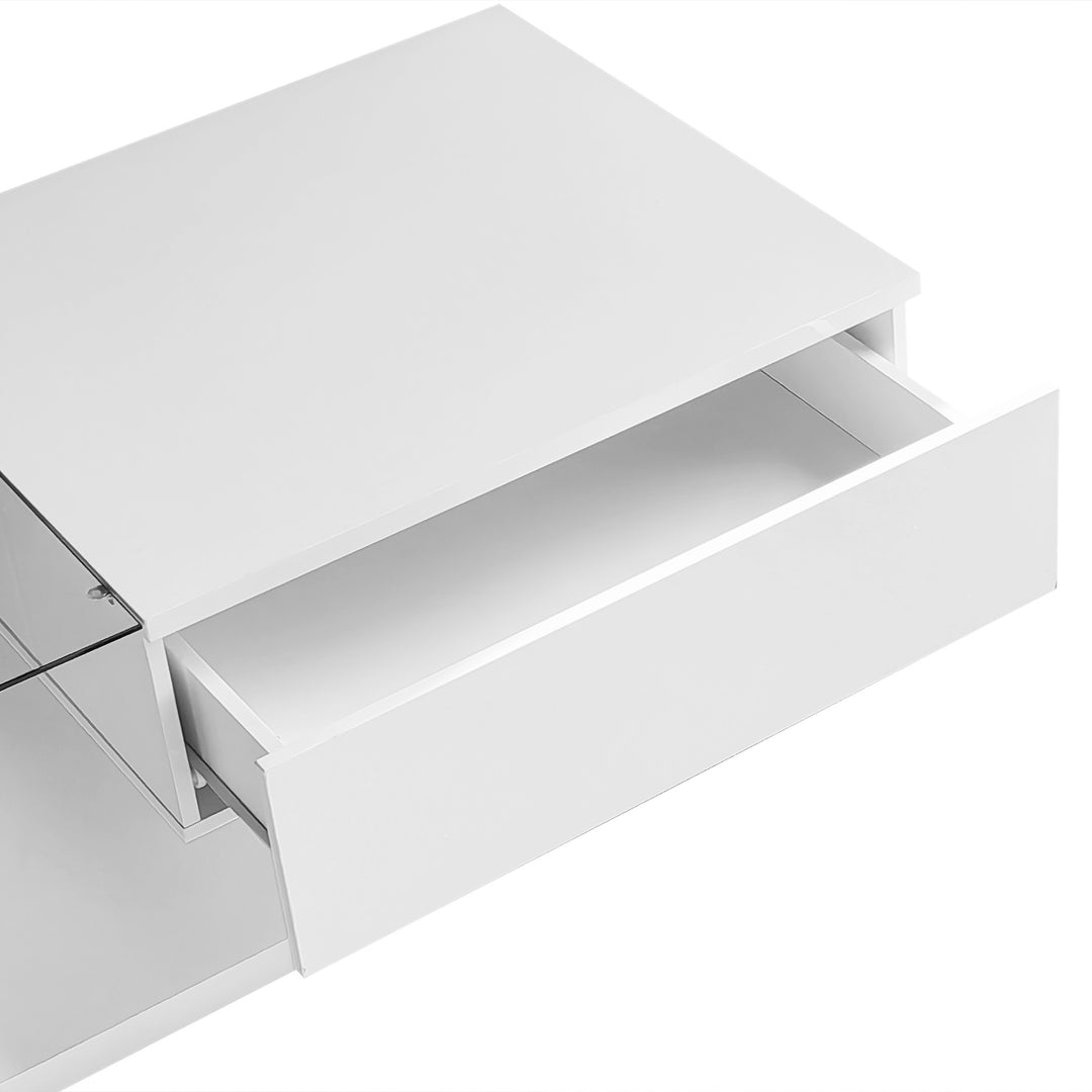 High-gloss white coffee table with LED light EELDROITH WHITE UK