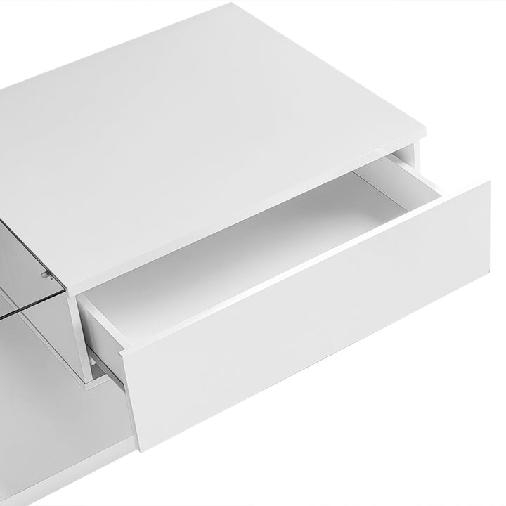 High-gloss white coffee table with LED light EELDROITH WHITE UK