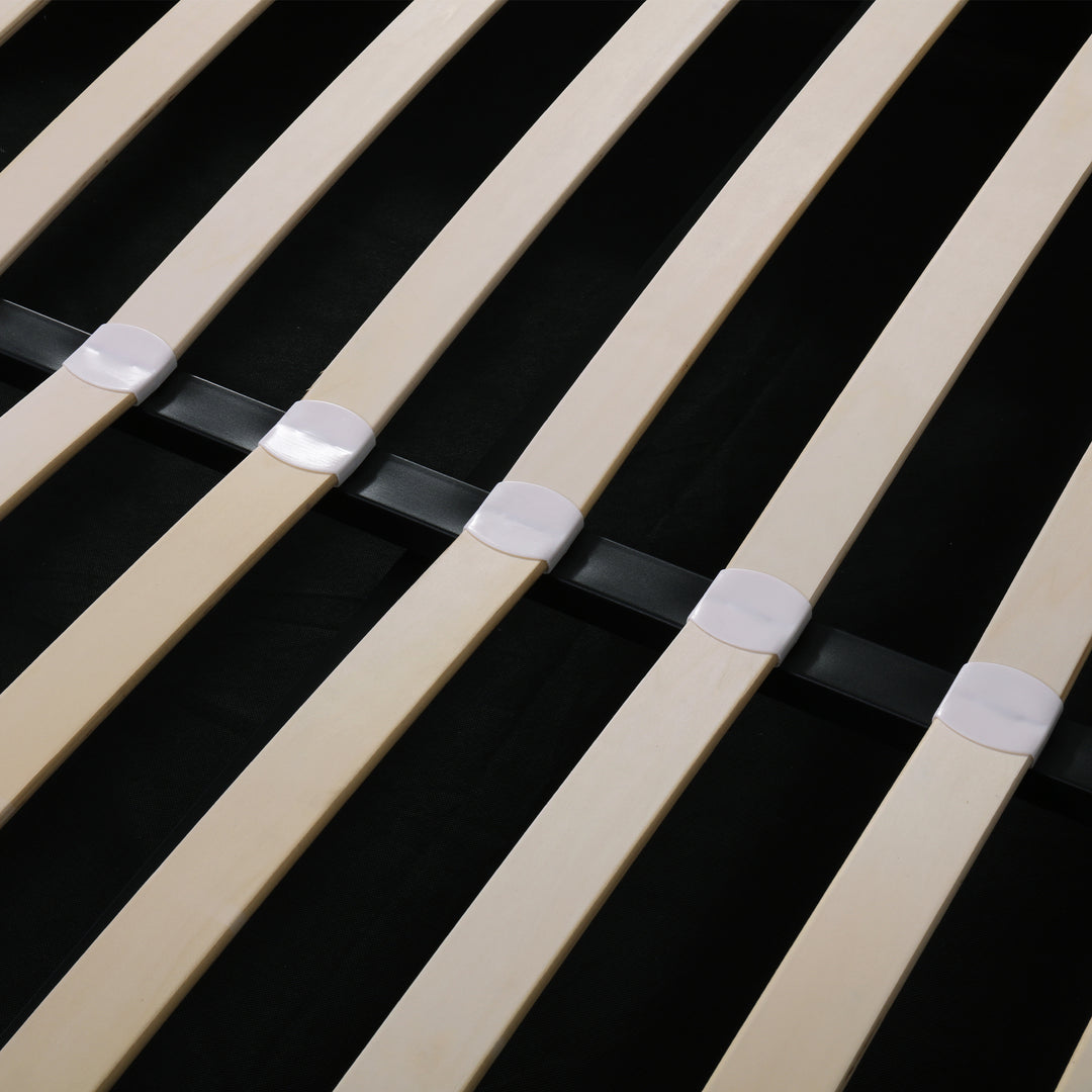 Grey velvet king size ottoman bed end opening, side lamps and charging ports (150×200cm) RECESSIVE