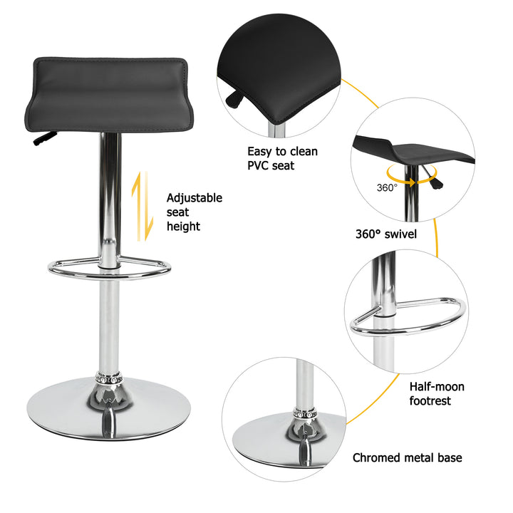 Set of 2 Modern Black Bar Stools FLANAGAN 385 2PCS BK A