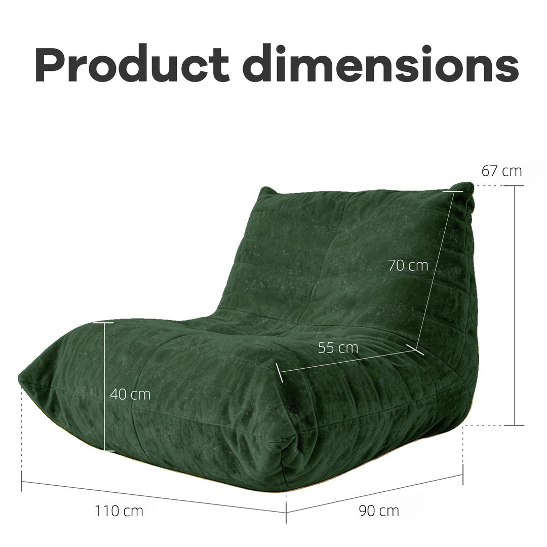 Comfy green chenille bean bag lazy sofa with full-body support & non-slip base CELESTEIA