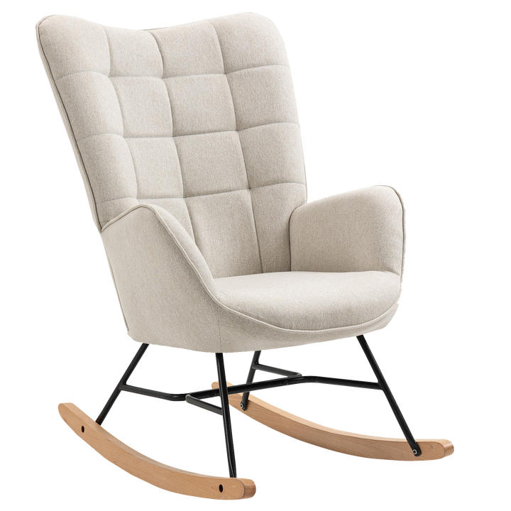 Scandinavian beige fabric rocking chair FUNKEL FABRIC BEIGE ROCK