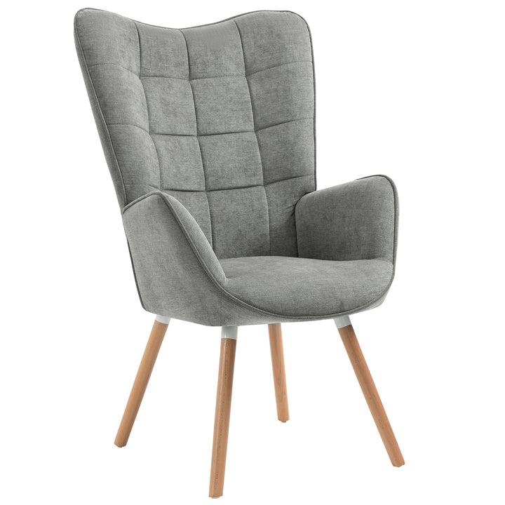 Scandinavian grey fabric armchair FUNKEL FABRIC GREY NATURAL WOOD LEG