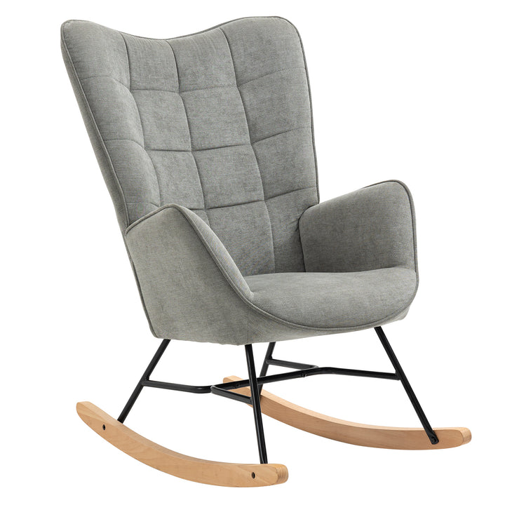 Scandinavian grey fabric rocking chair FUNKEL FABRIC GREY ROCK