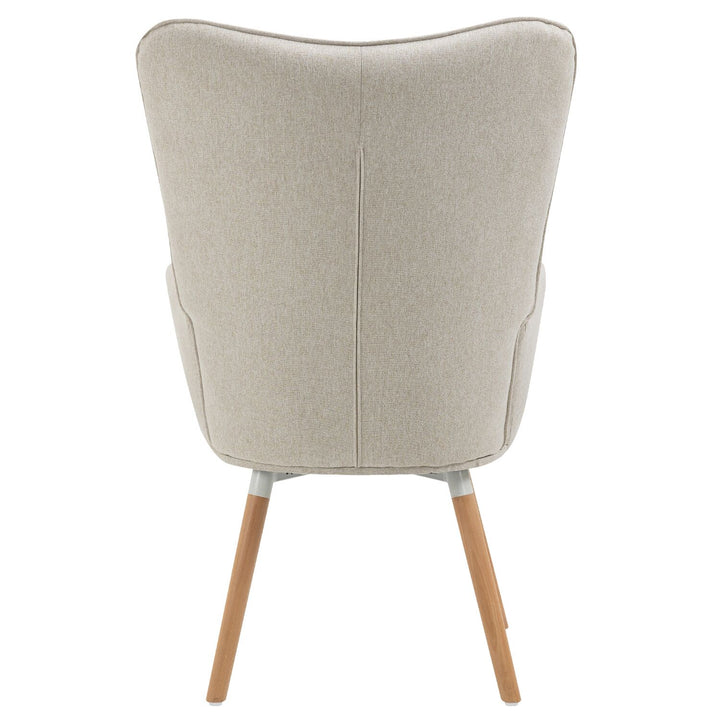 Scandinavian beige sheepskin fabric armchair FUNKEL FABRIC BEIGE NATURAL WOOD LEG