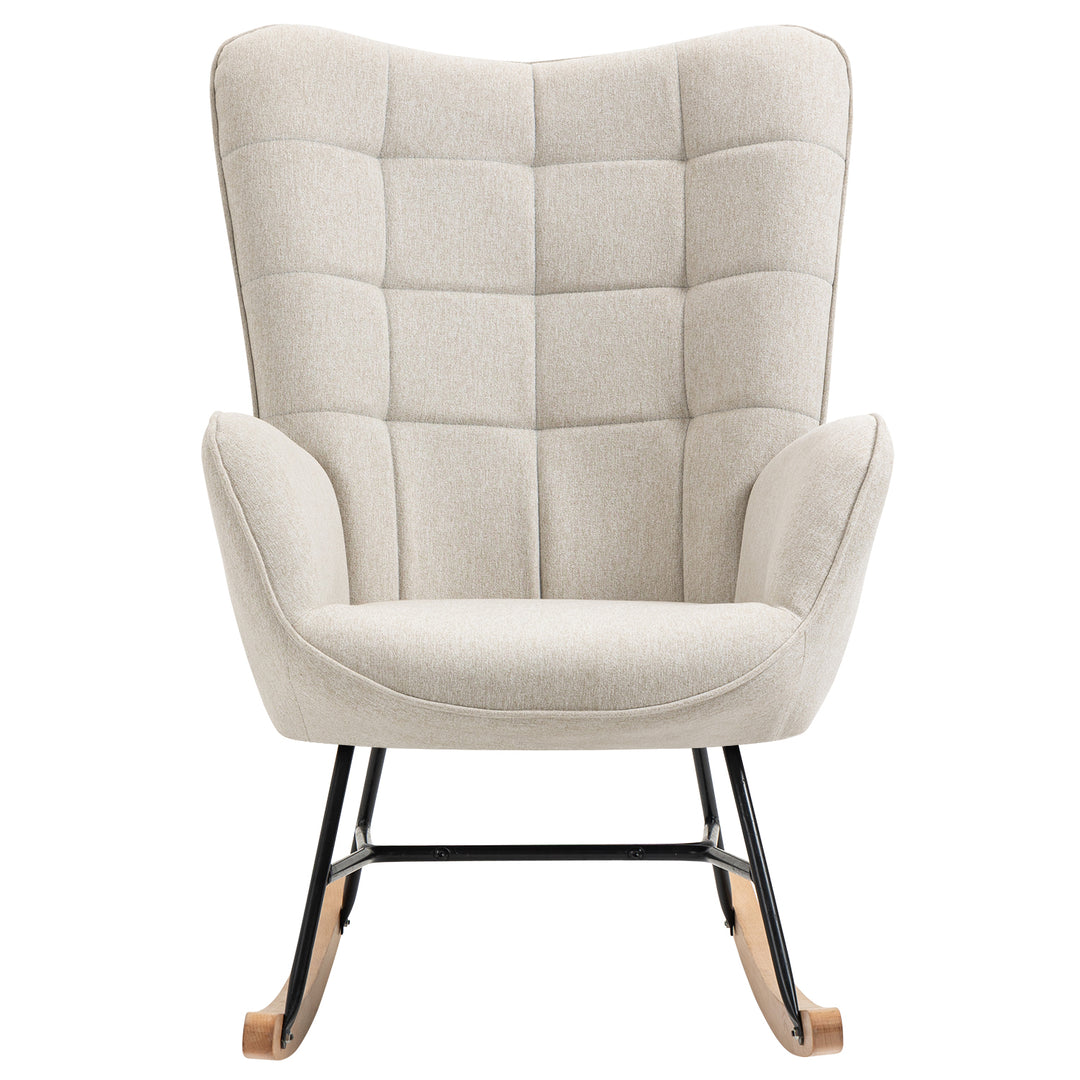 Scandinavian beige fabric rocking chair FUNKEL FABRIC BEIGE ROCK