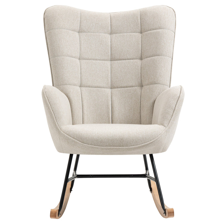 Scandinavian beige fabric rocking chair FUNKEL FABRIC BEIGE ROCK