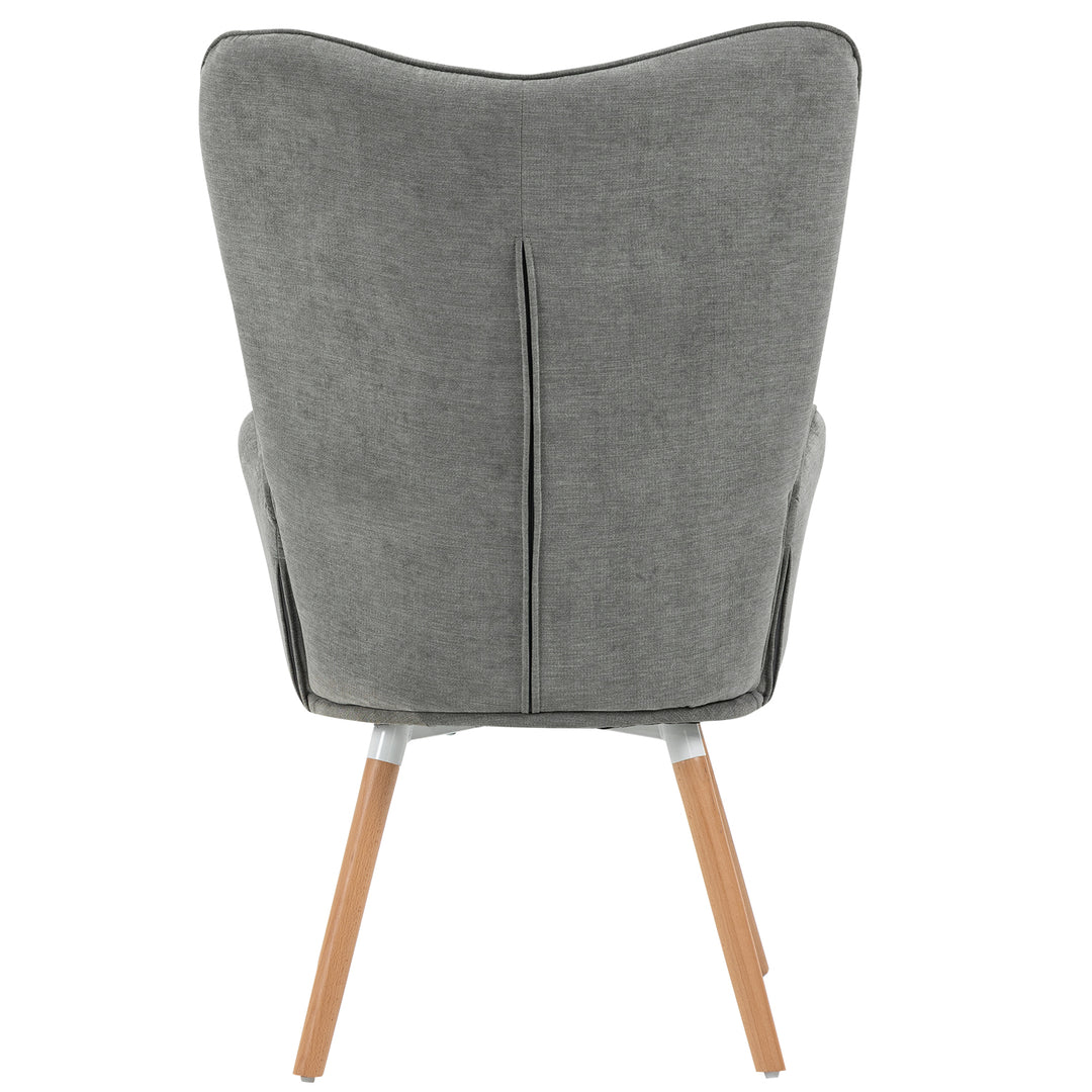 Scandinavian grey fabric armchair FUNKEL FABRIC GREY NATURAL WOOD LEG