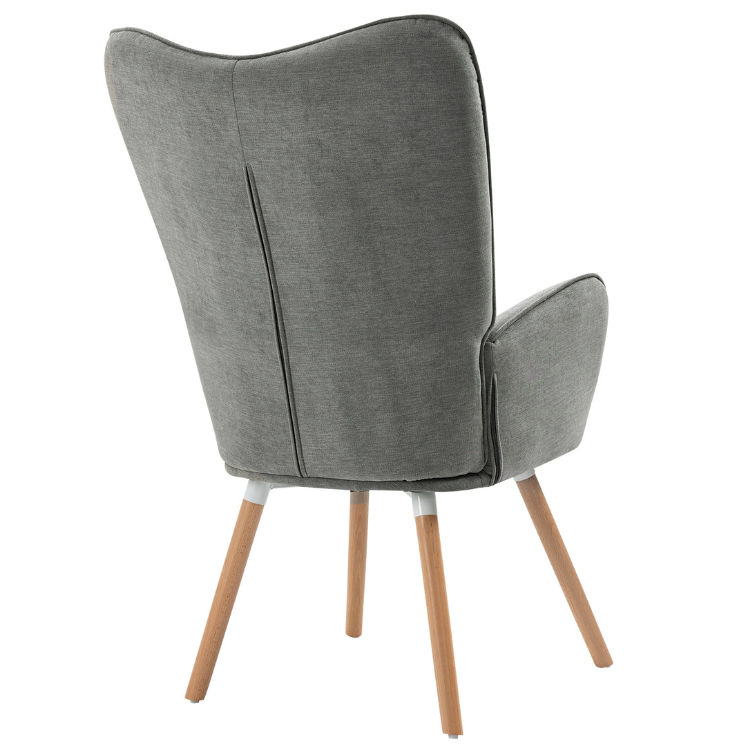 Scandinavian grey fabric armchair FUNKEL FABRIC GREY NATURAL WOOD LEG