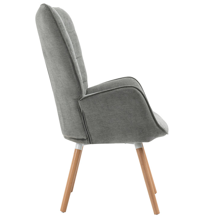 Scandinavian grey fabric armchair FUNKEL FABRIC GREY NATURAL WOOD LEG
