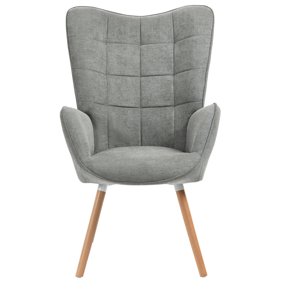 Scandinavian grey fabric armchair FUNKEL FABRIC GREY NATURAL WOOD LEG