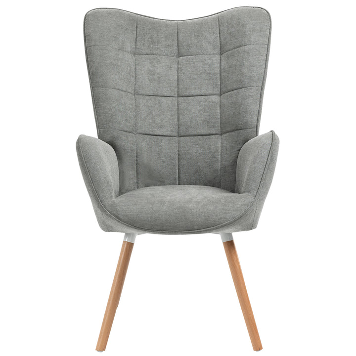 Scandinavian grey fabric armchair FUNKEL FABRIC GREY NATURAL WOOD LEG