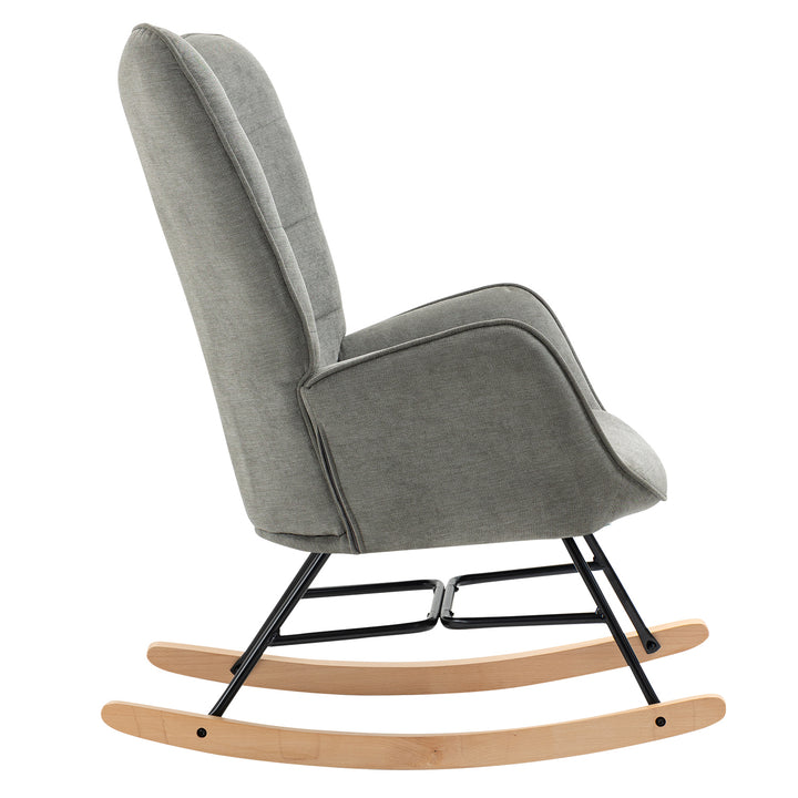 Scandinavian grey fabric rocking chair FUNKEL FABRIC GREY ROCK