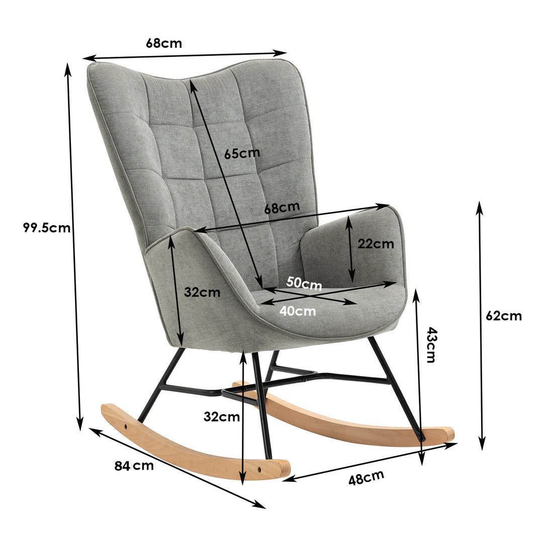 Scandinavian grey fabric rocking chair FUNKEL FABRIC GREY ROCK