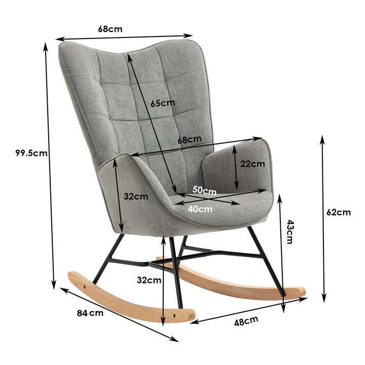 Scandinavian grey fabric rocking chair FUNKEL FABRIC GREY ROCK