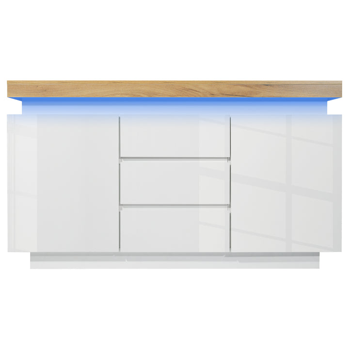 White high-gloss sideboard with 2 doors and 3 drawers with LED light 140*39*81cm FIRLA UK