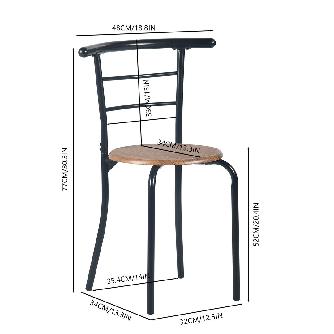 Breakfast Table and 2 Chairs Set, 75x50cm, Matte Black, Modern Kitchen Furniture GAYLE 75 246T
