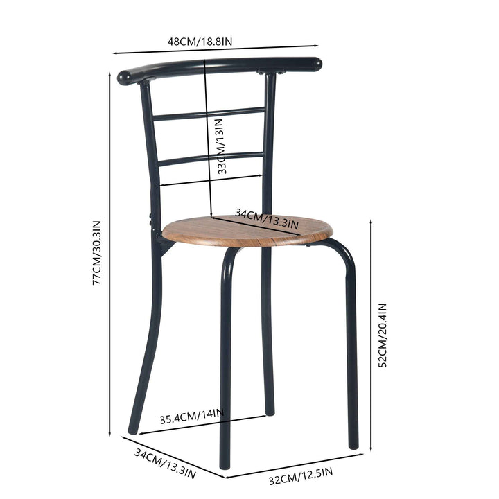 Breakfast Table and 2 Chairs Set, 75x50cm, Matte Black, Modern Kitchen Furniture GAYLE 75 246T
