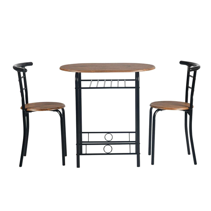 Breakfast Table and 2 Chairs Set, 75x50cm, Matte Black, Modern Kitchen Furniture GAYLE 75 246T