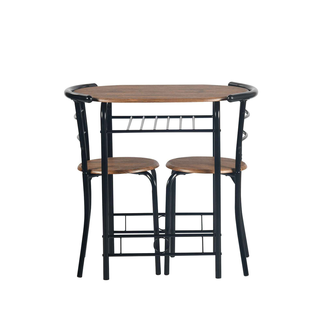 Breakfast Table and 2 Chairs Set, 75x50cm, Matte Black, Modern Kitchen Furniture GAYLE 75 246T