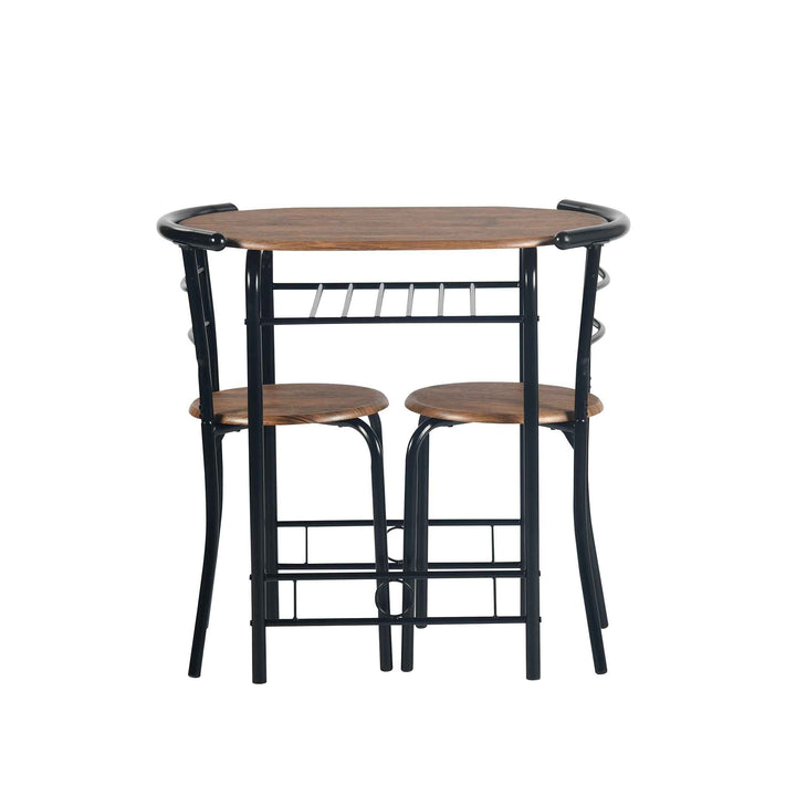 Breakfast Table and 2 Chairs Set, 75x50cm, Matte Black, Modern Kitchen Furniture GAYLE 75 246T