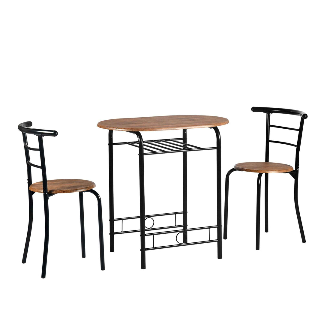 Breakfast Table and 2 Chairs Set, 75x50cm, Matte Black, Modern Kitchen Furniture GAYLE 75 246T